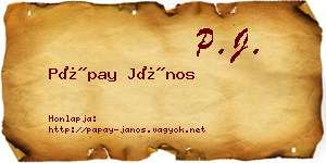 Pápay János névjegykártya